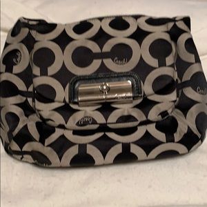 Coach signature shoulder/hobo bag. Black/white